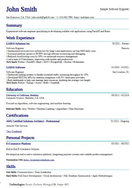 Accent resume template preview